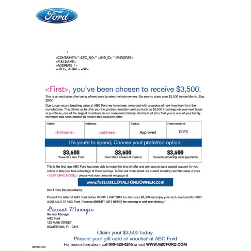 8.5x11 Buyback Ford Automotive Direct mail